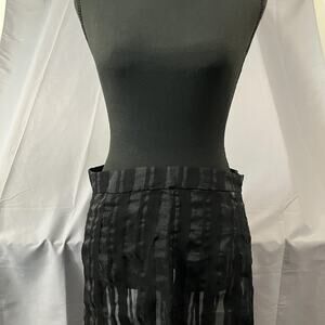 Zara Skirt Womens Medium Black Sheer Striped Maxi Semi-Formal High Waist Layered